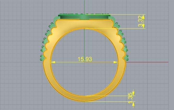 465 Ring with crown 3D print model_5