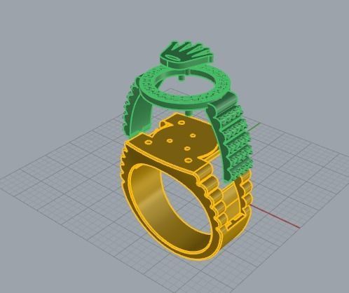 465 Ring with crown 3D print model_12