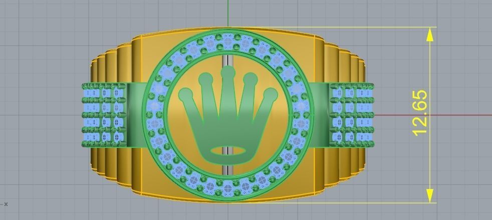 465 Ring with crown 3D print model_7