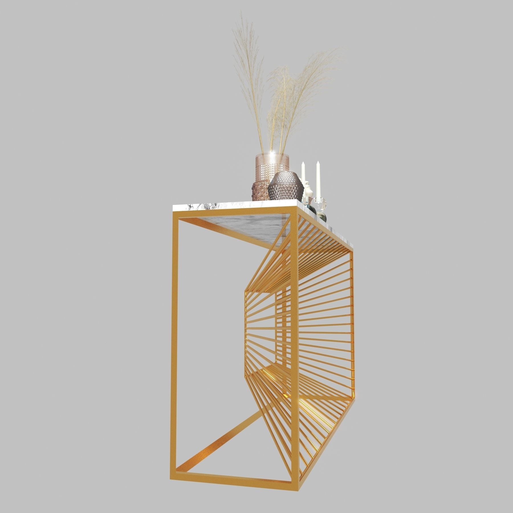 console 3d model gold table Low-poly 3D model_4