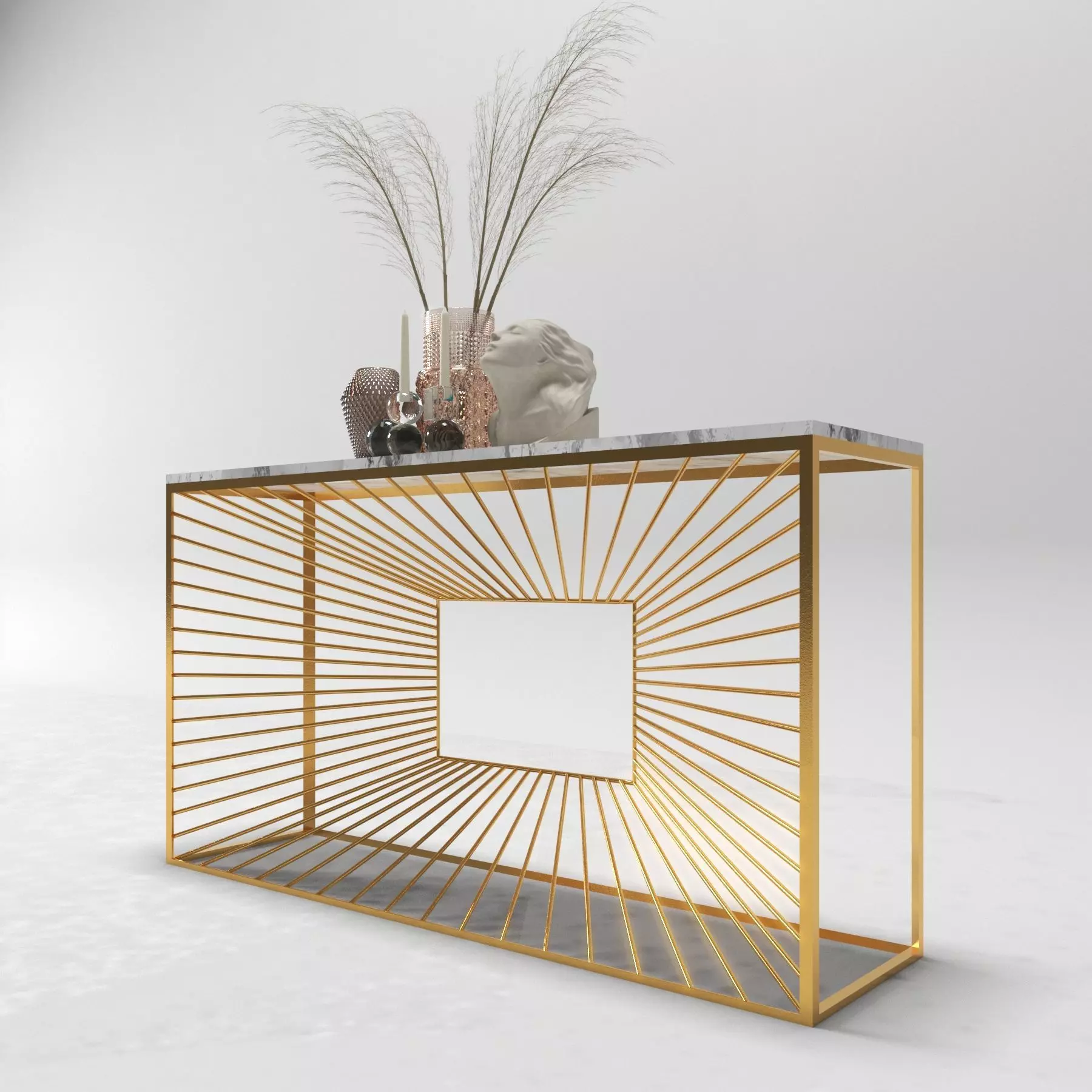 console 3d model gold table Low-poly 3D model_0