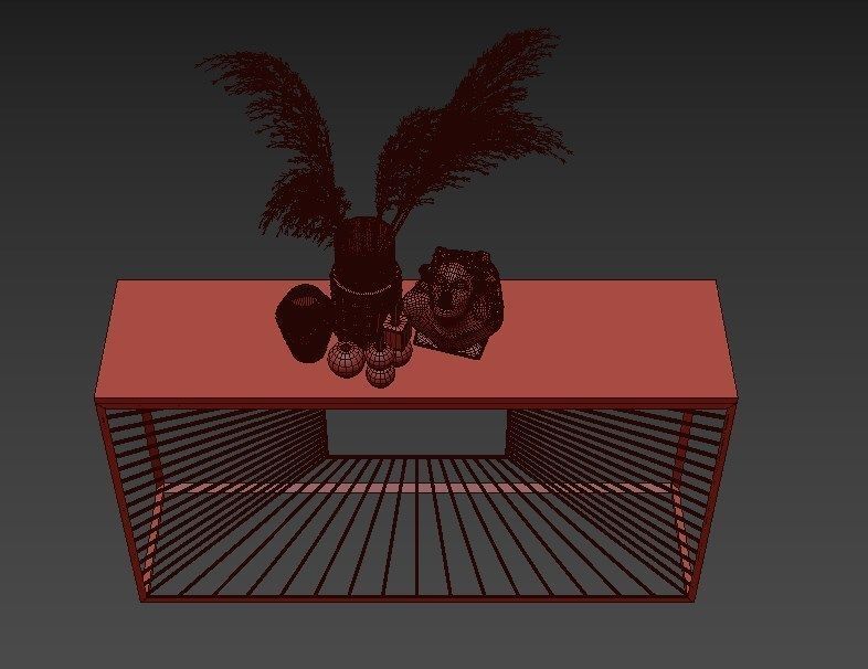 console 3d model gold table Low-poly 3D model_5