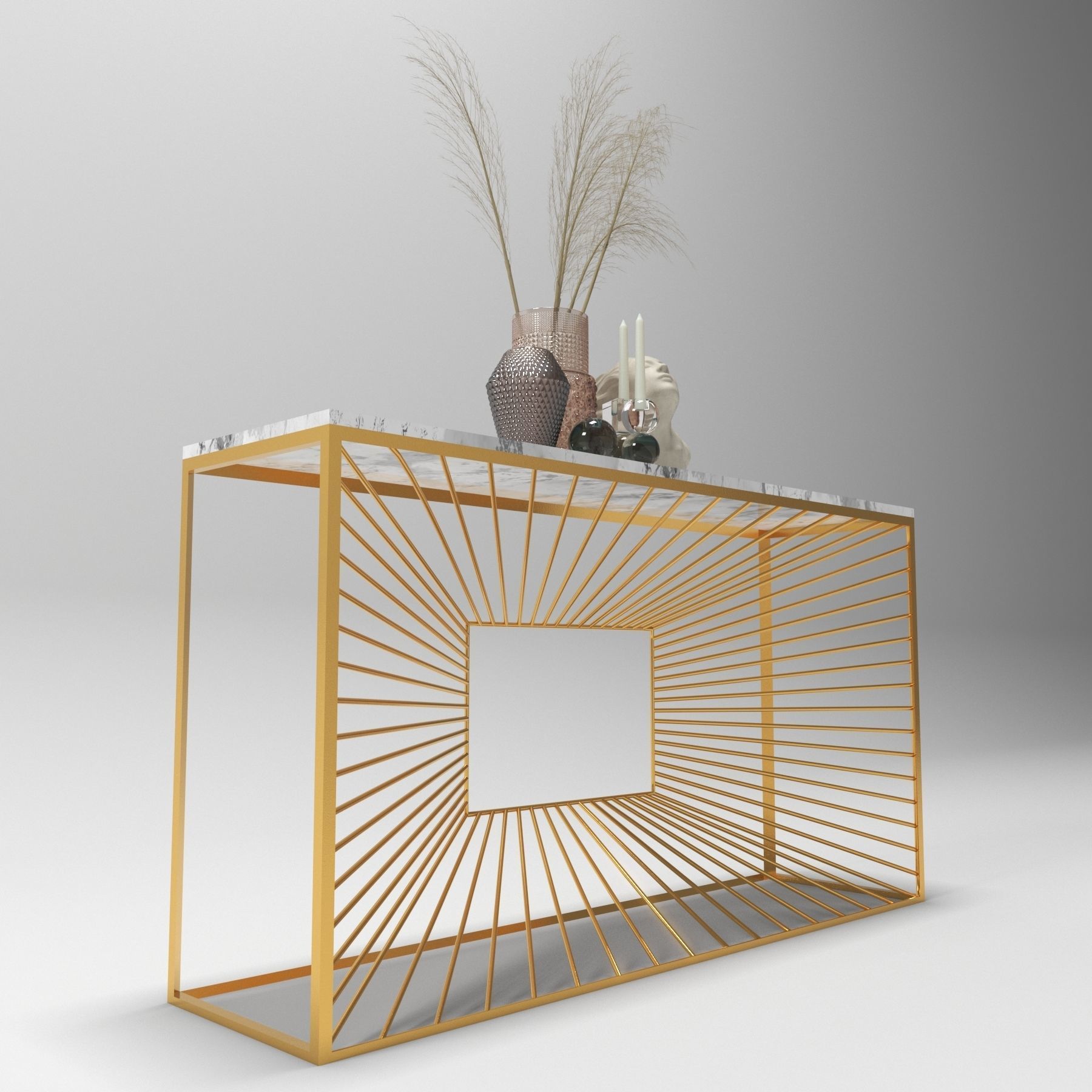 console 3d model gold table Low-poly 3D model_2