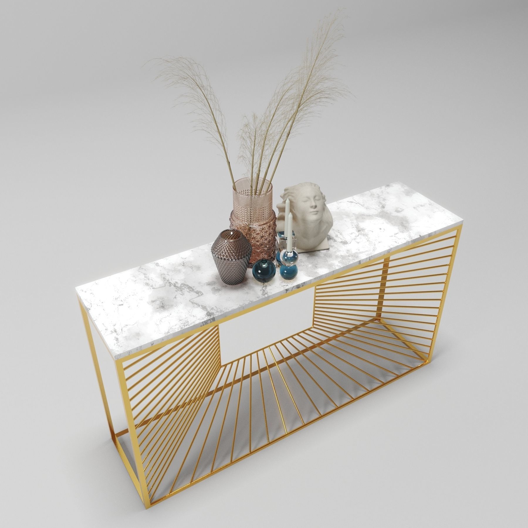 console 3d model gold table Low-poly 3D model_3