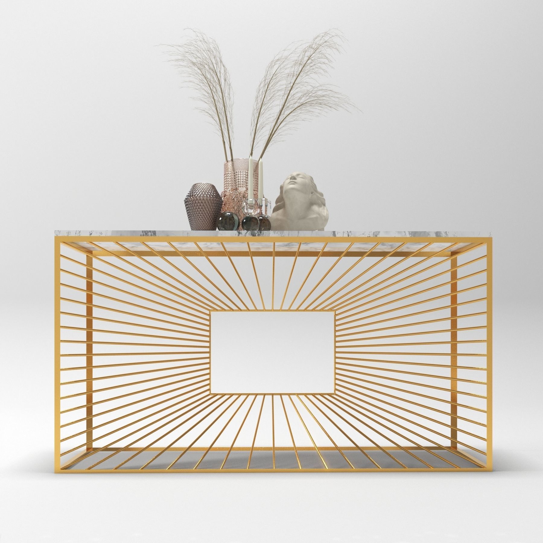 console 3d model gold table Low-poly 3D model_1