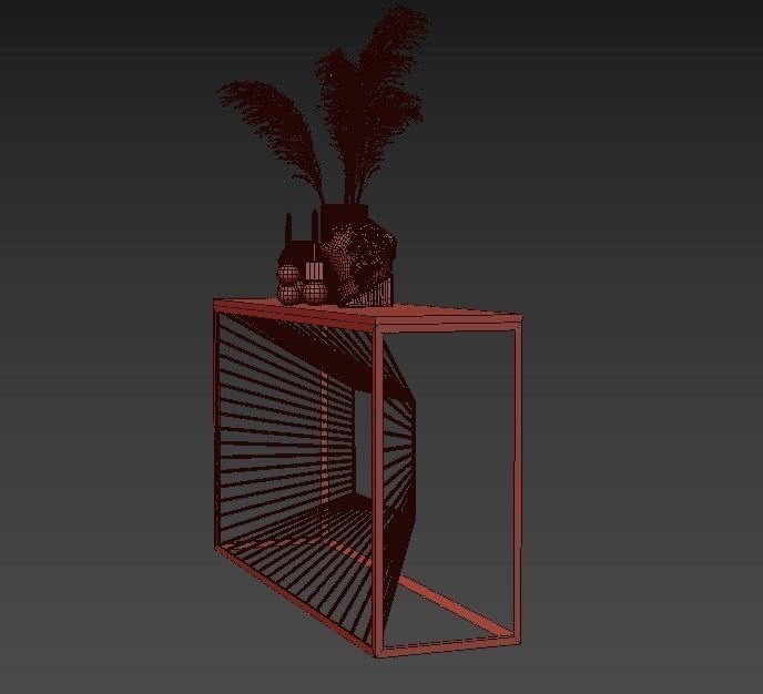 console 3d model gold table Low-poly 3D model_6
