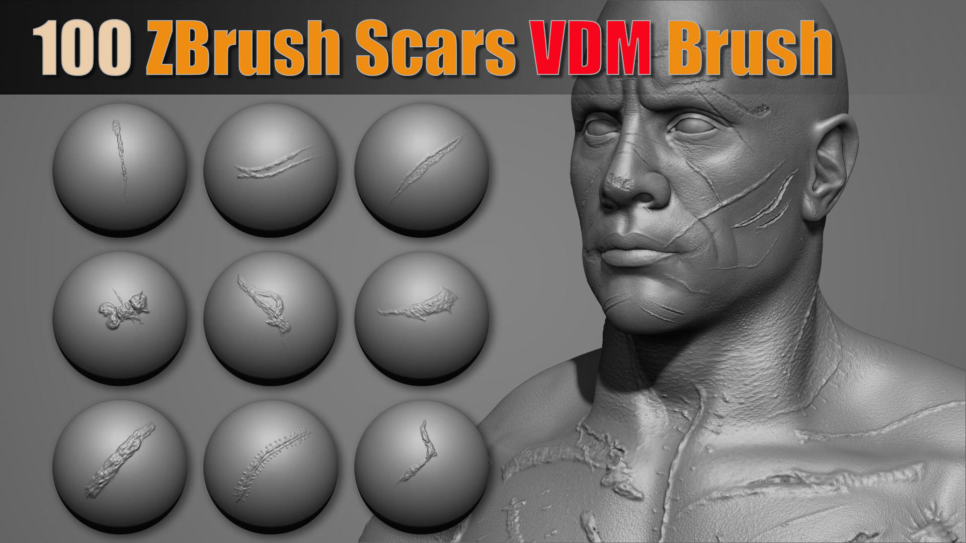 100 Zbrush Scars VDM Brush 3D model_3