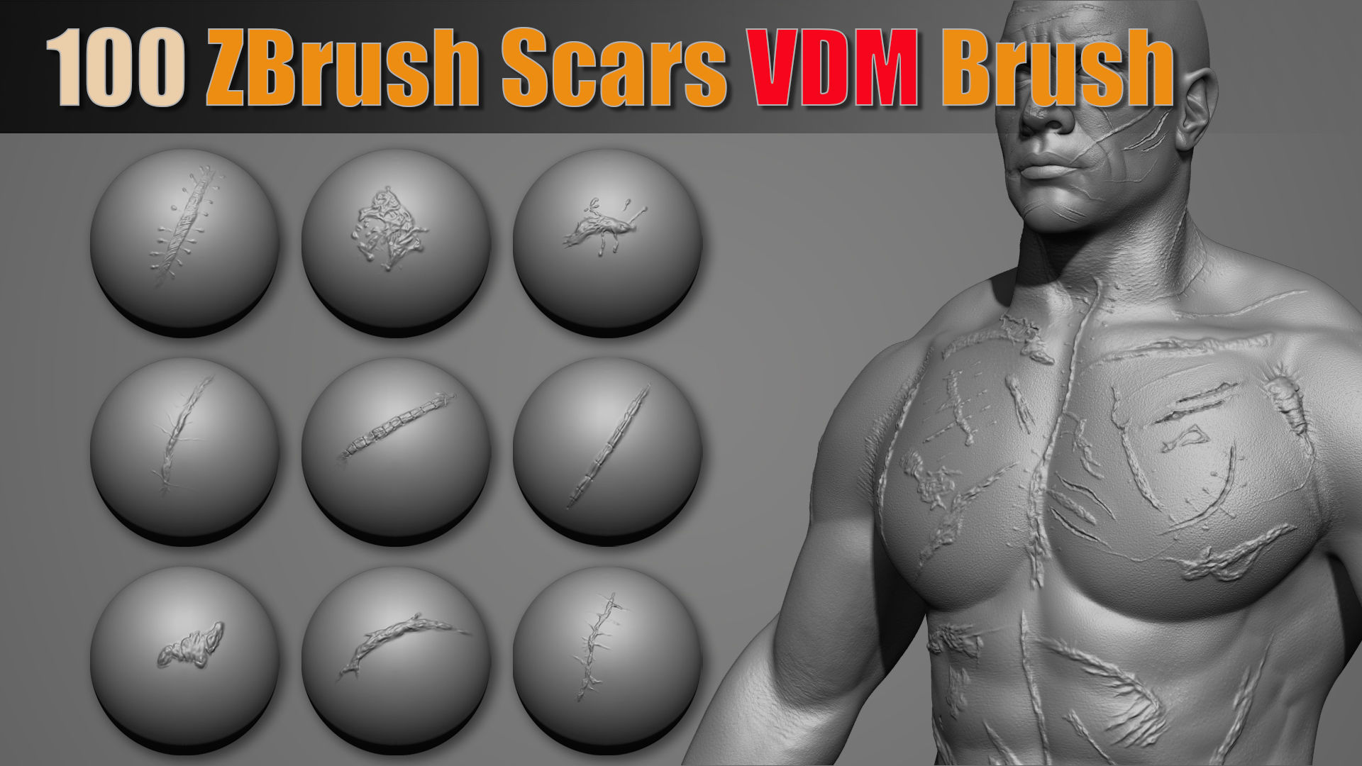 100 Zbrush Scars VDM Brush 3D model_5