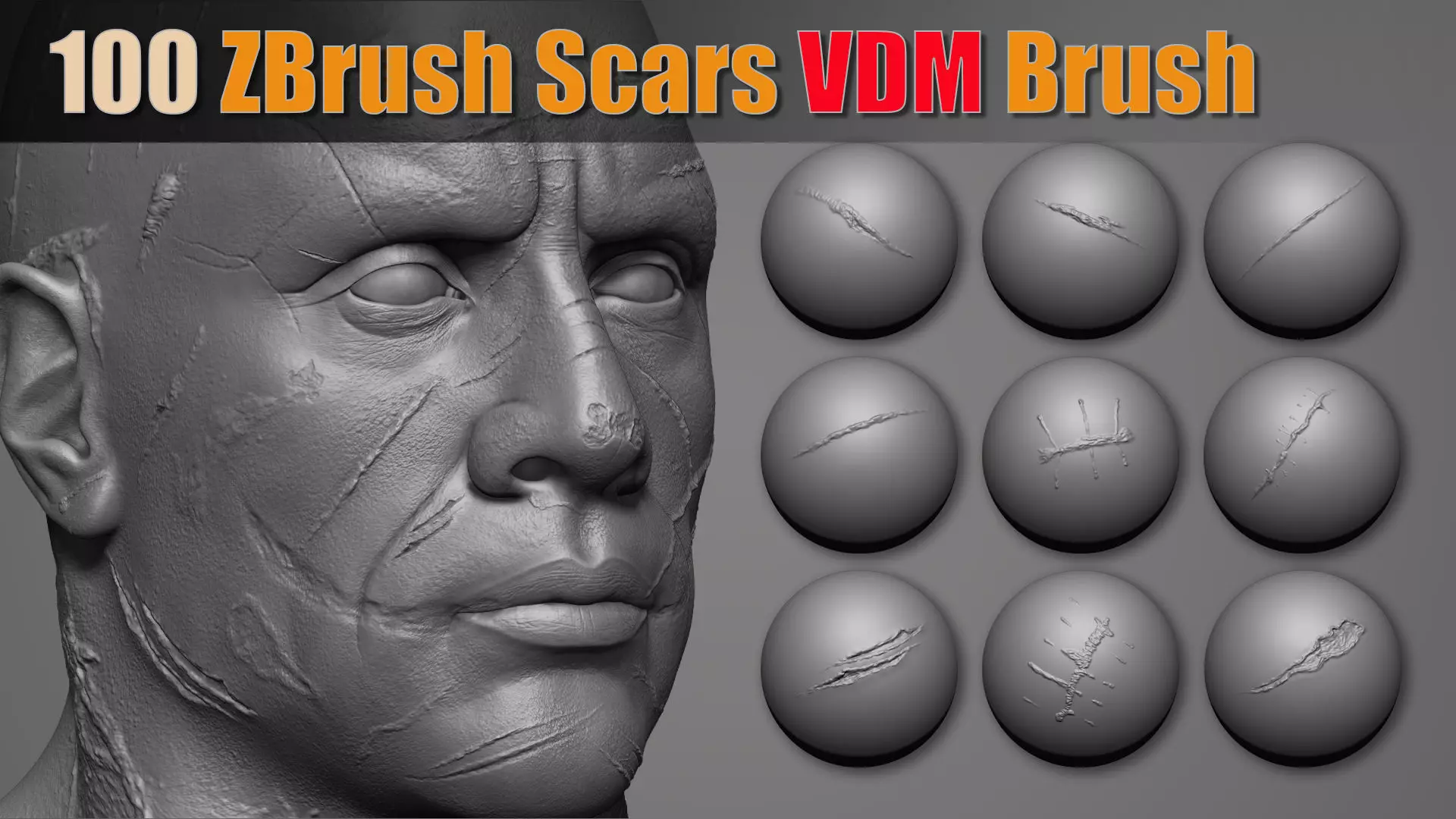 100 Zbrush Scars VDM Brush 3D model_0