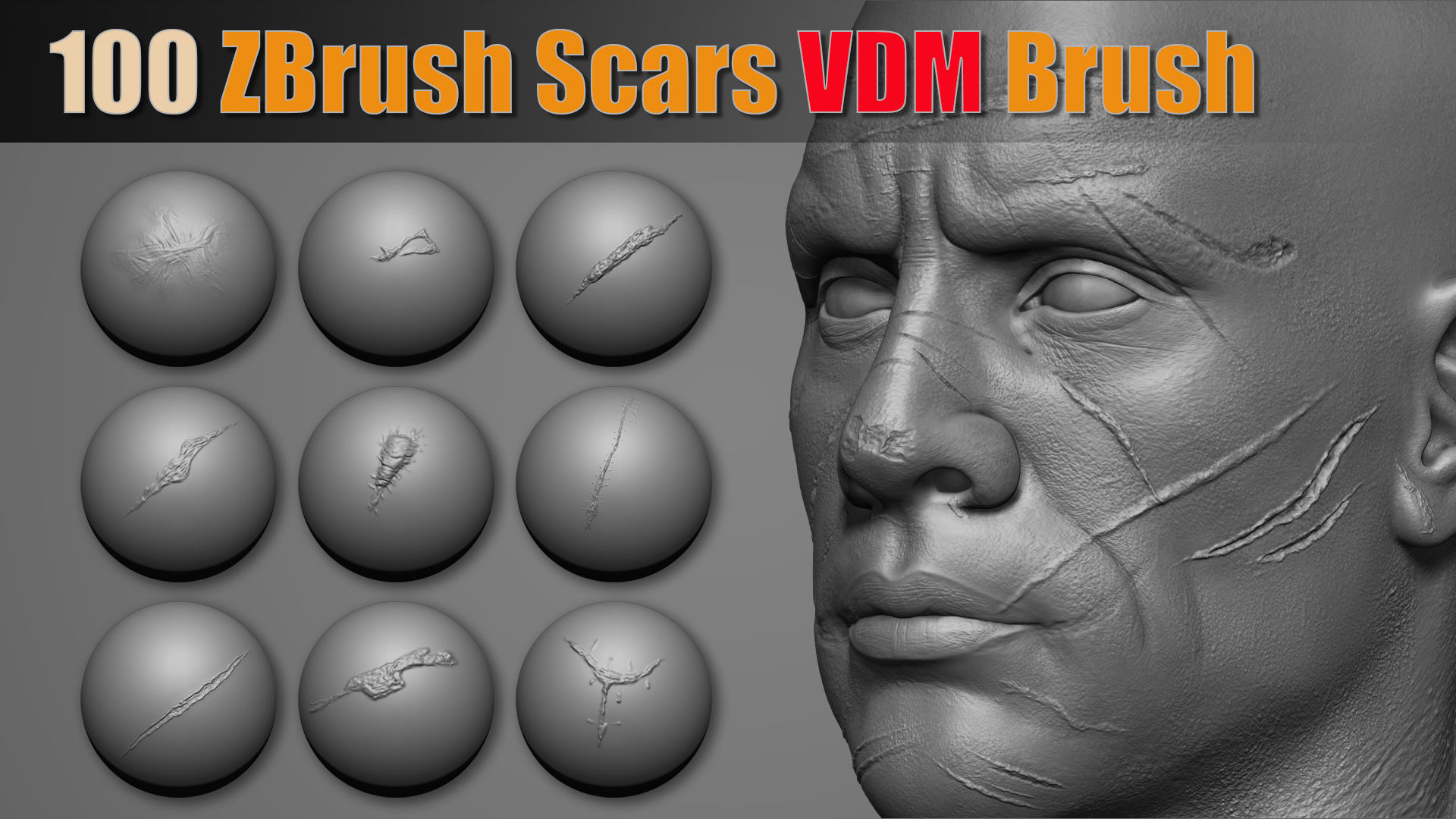 100 Zbrush Scars VDM Brush 3D model_1
