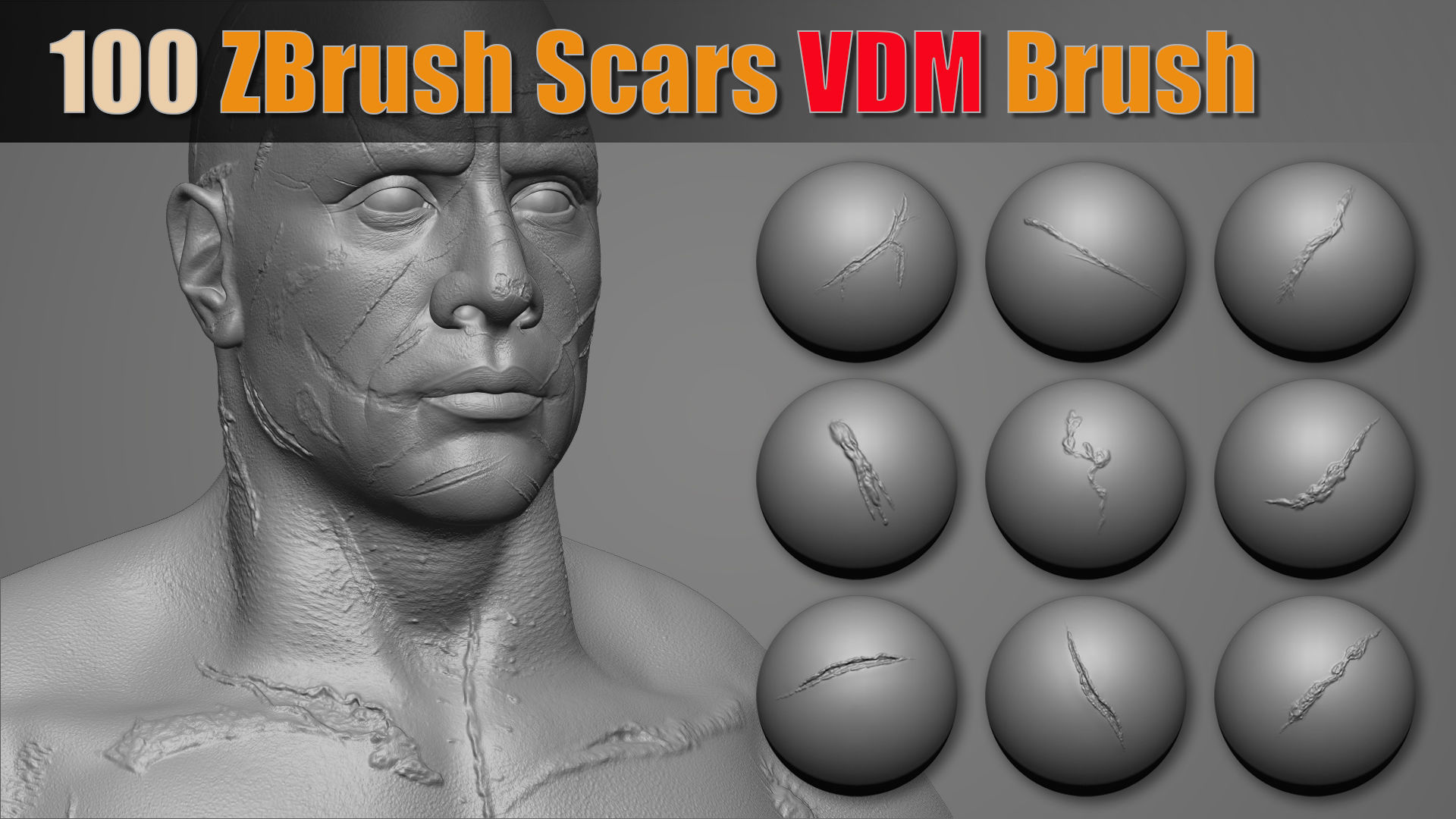 100 Zbrush Scars VDM Brush 3D model_2
