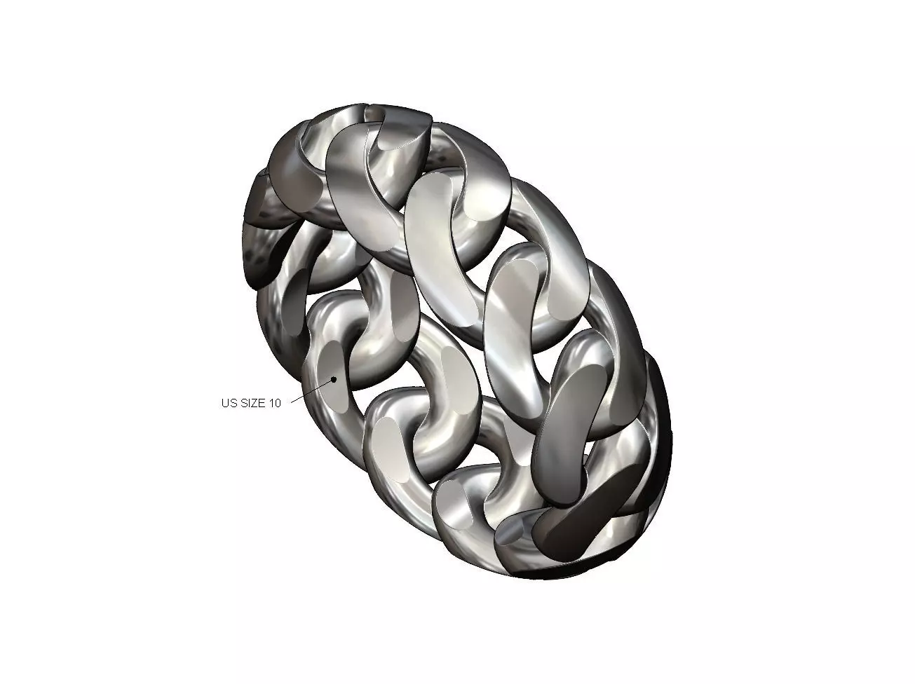 Chunky oval link 9mm wide rounded cuban band 3D print model
