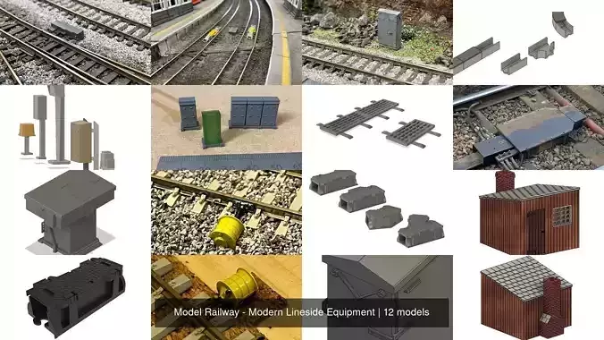 Model Railway - Modern Lineside Equipment 3D Model Collection