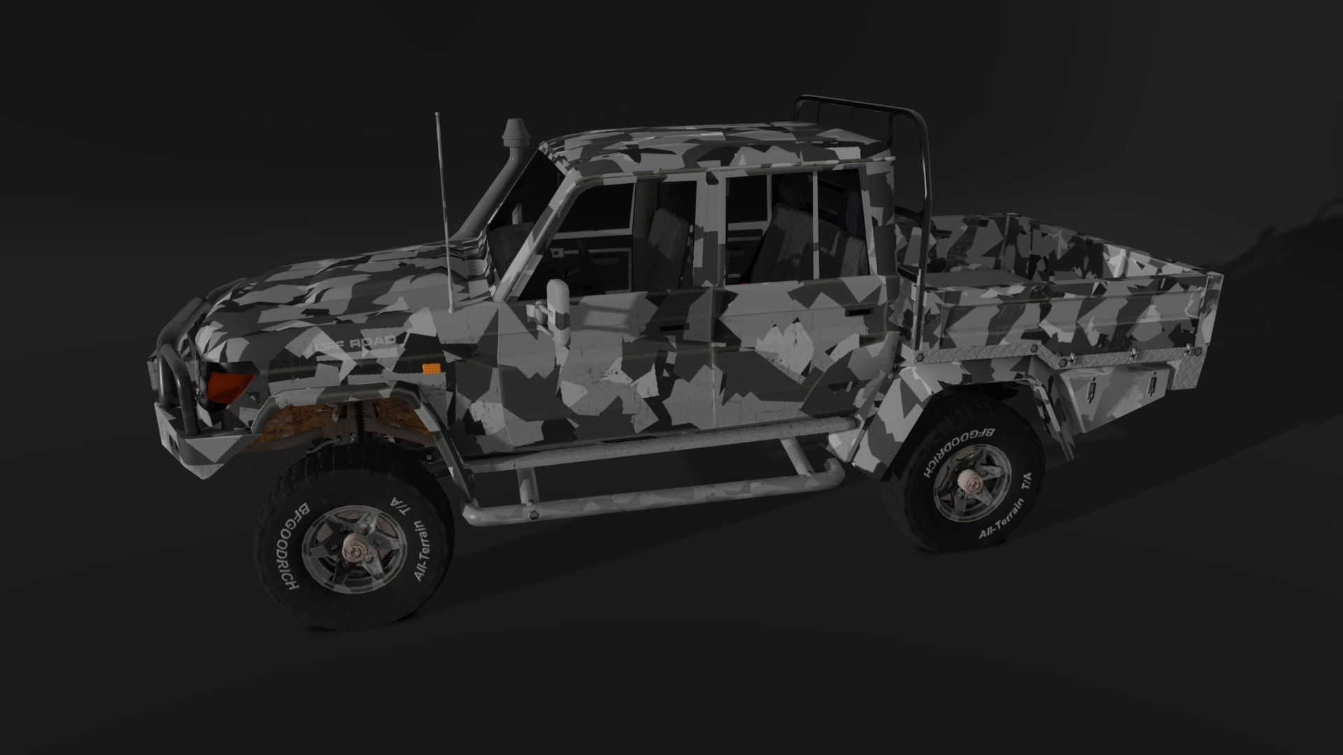 Toyota Land Cruiser J79 - Utility Truck Low-poly 3D model_4