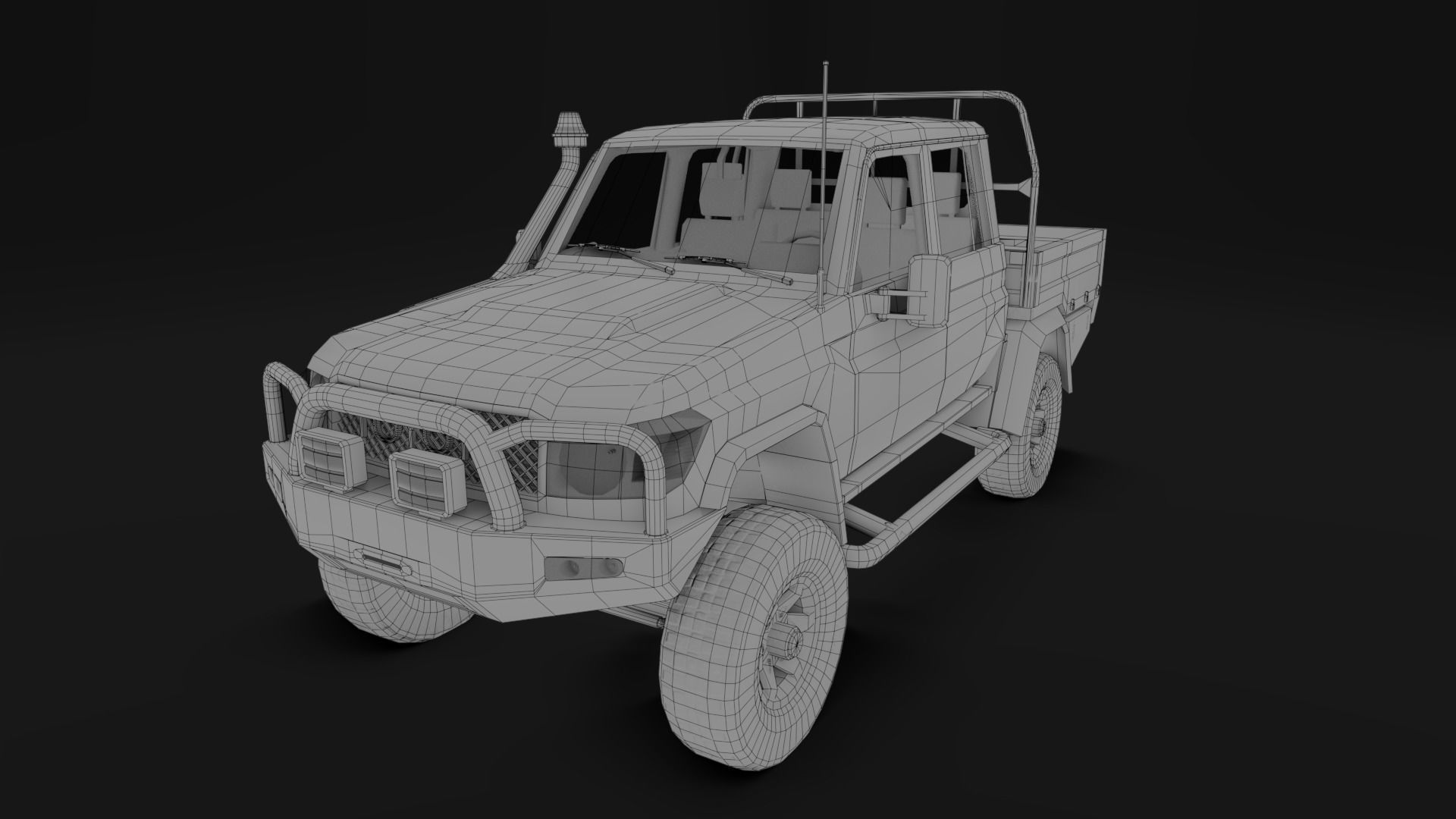 Toyota Land Cruiser J79 - Utility Truck Low-poly 3D model_12