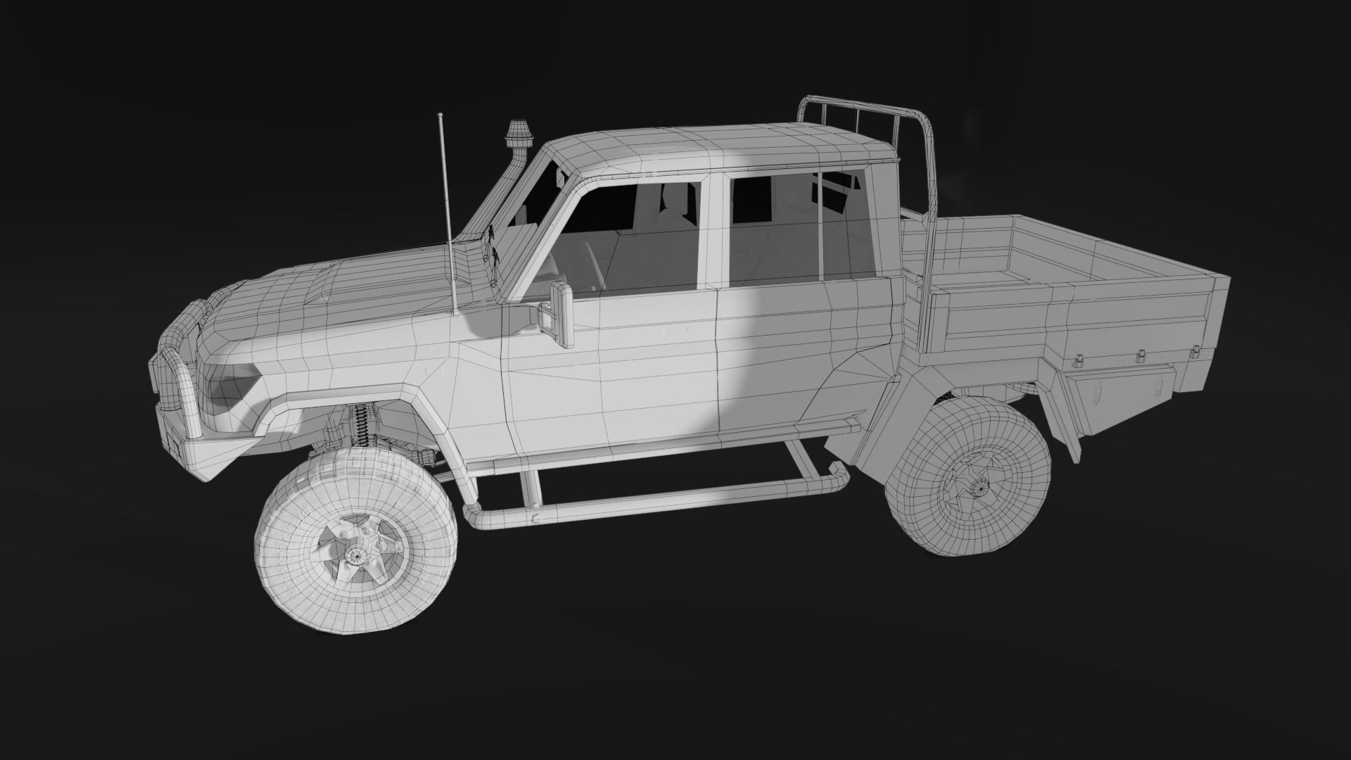 Toyota Land Cruiser J79 - Utility Truck Low-poly 3D model_13