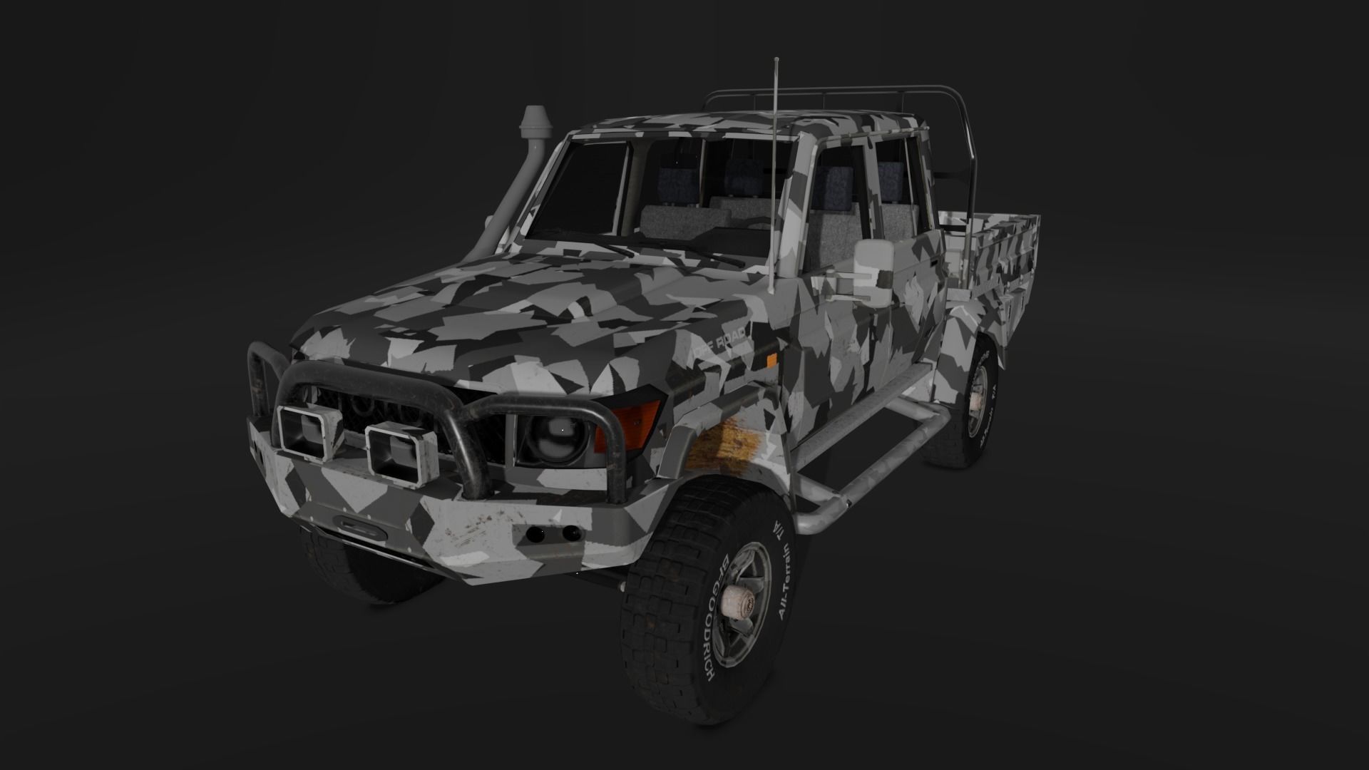 Toyota Land Cruiser J79 - Utility Truck Low-poly 3D model_3