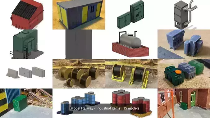 Model Railway - Industrial Items 3D Model Collection