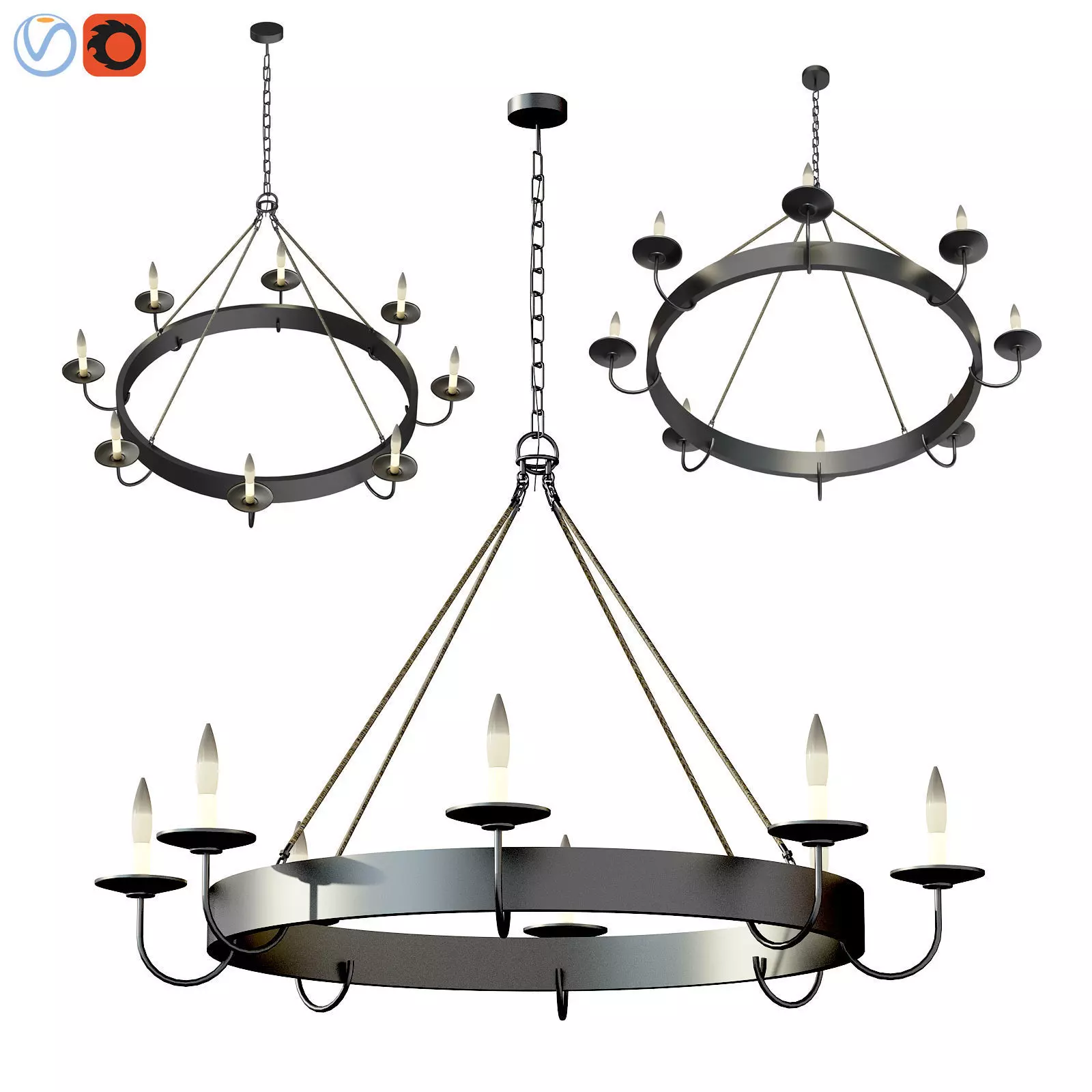 Napa Wine Barrel Chandelier 3D model