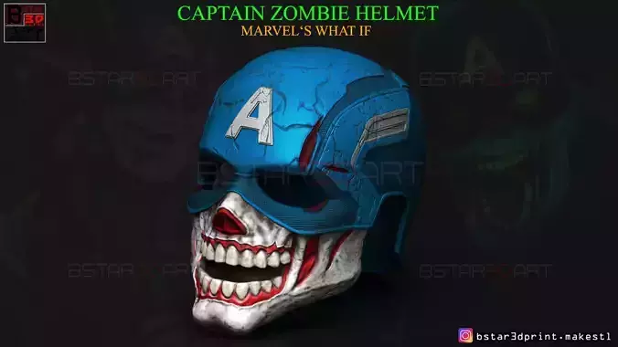 Captain Zombie Helmet - Marvel What If - High Quality Details 3D print model