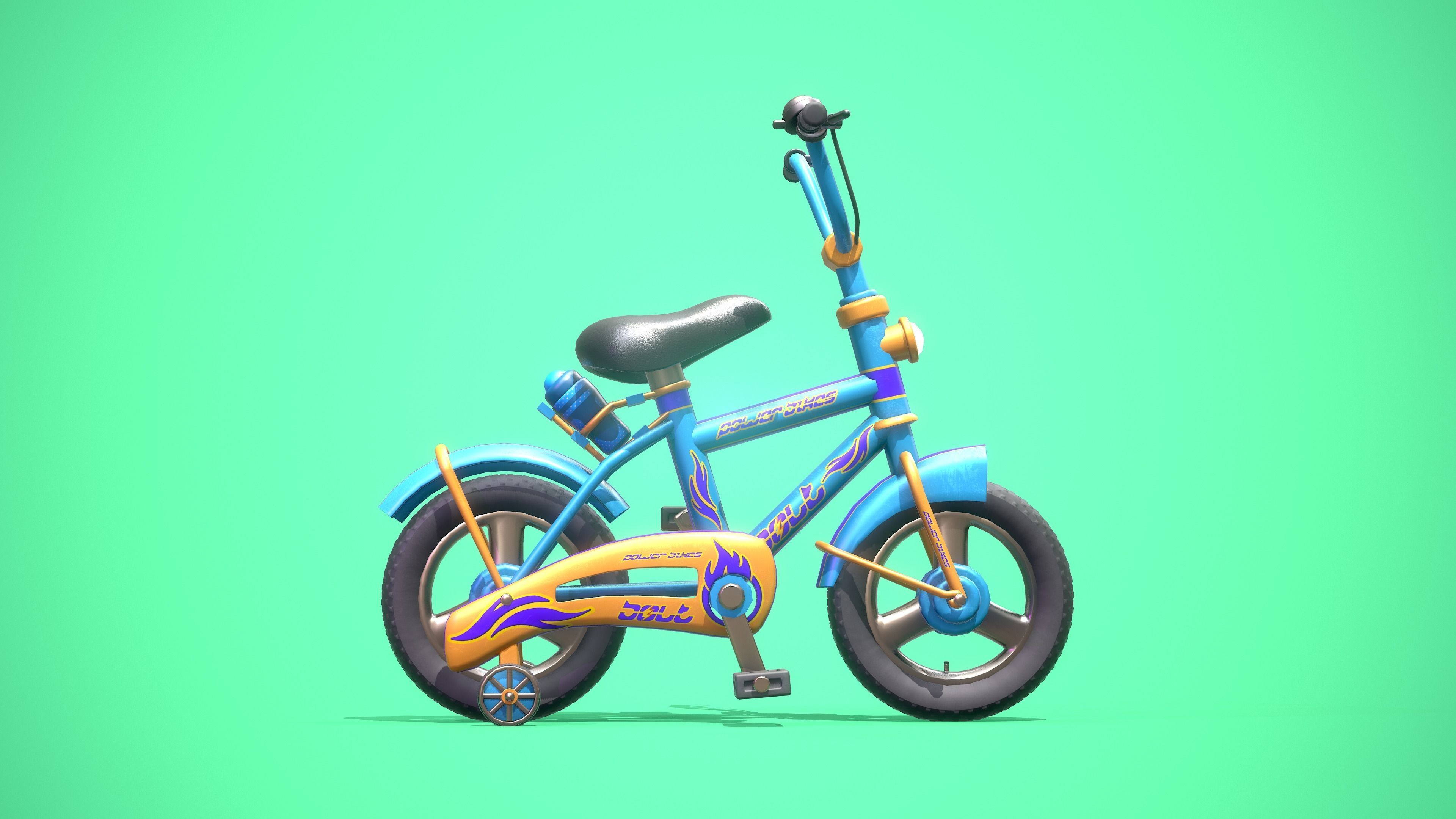 Game Ready Cartoony  Bicycle  Low-poly 3D model_4