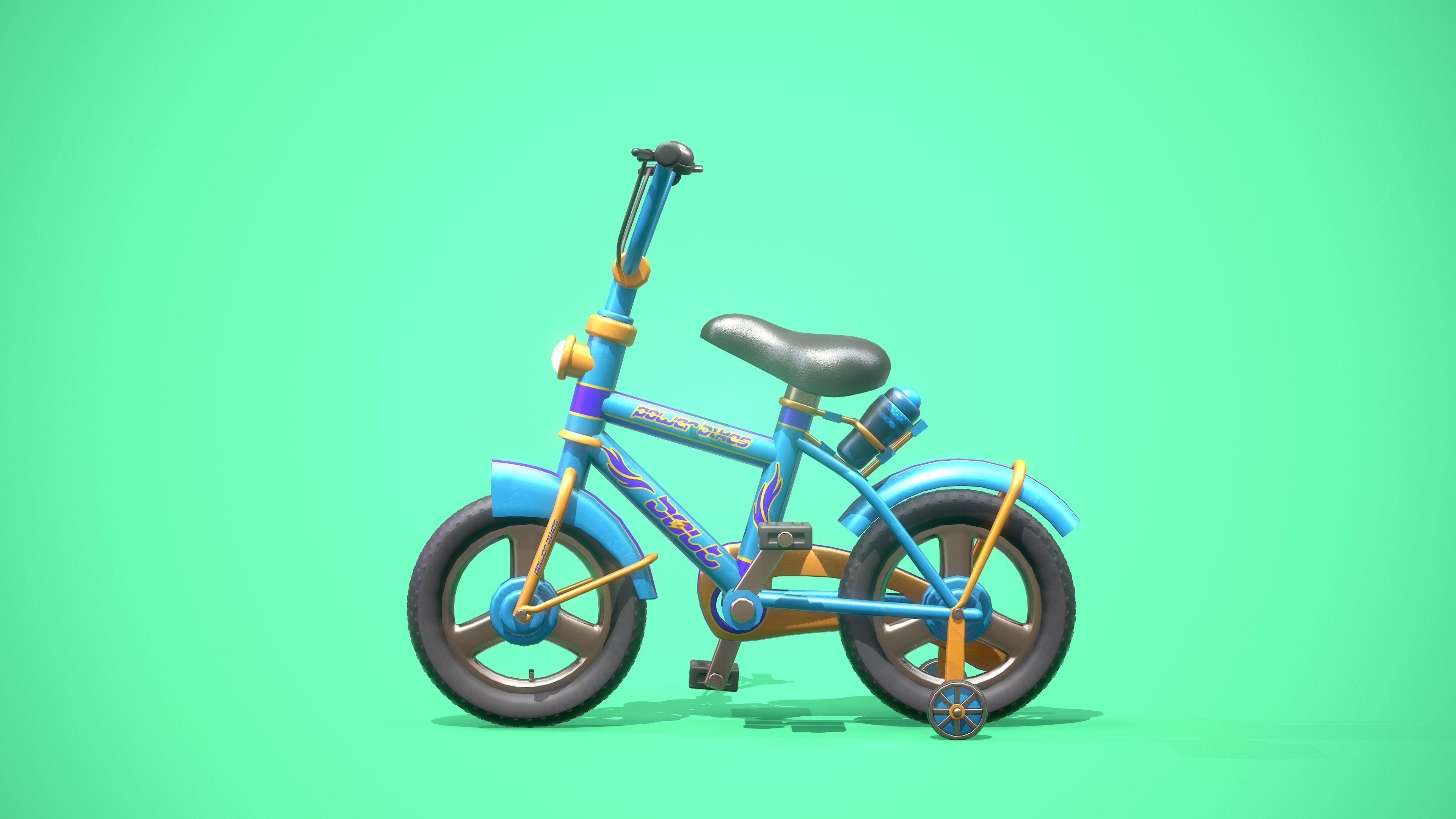 Game Ready Cartoony  Bicycle  Low-poly 3D model_2