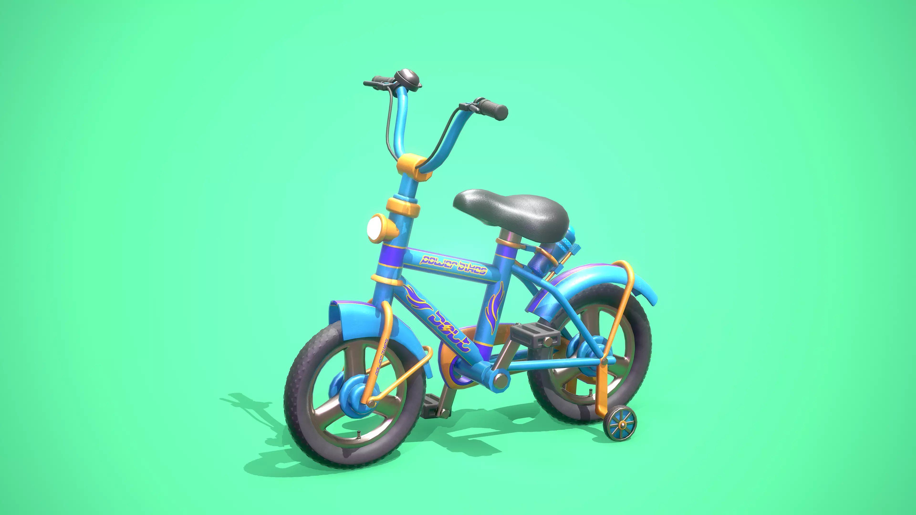 Game Ready Cartoony  Bicycle  Low-poly 3D model_0