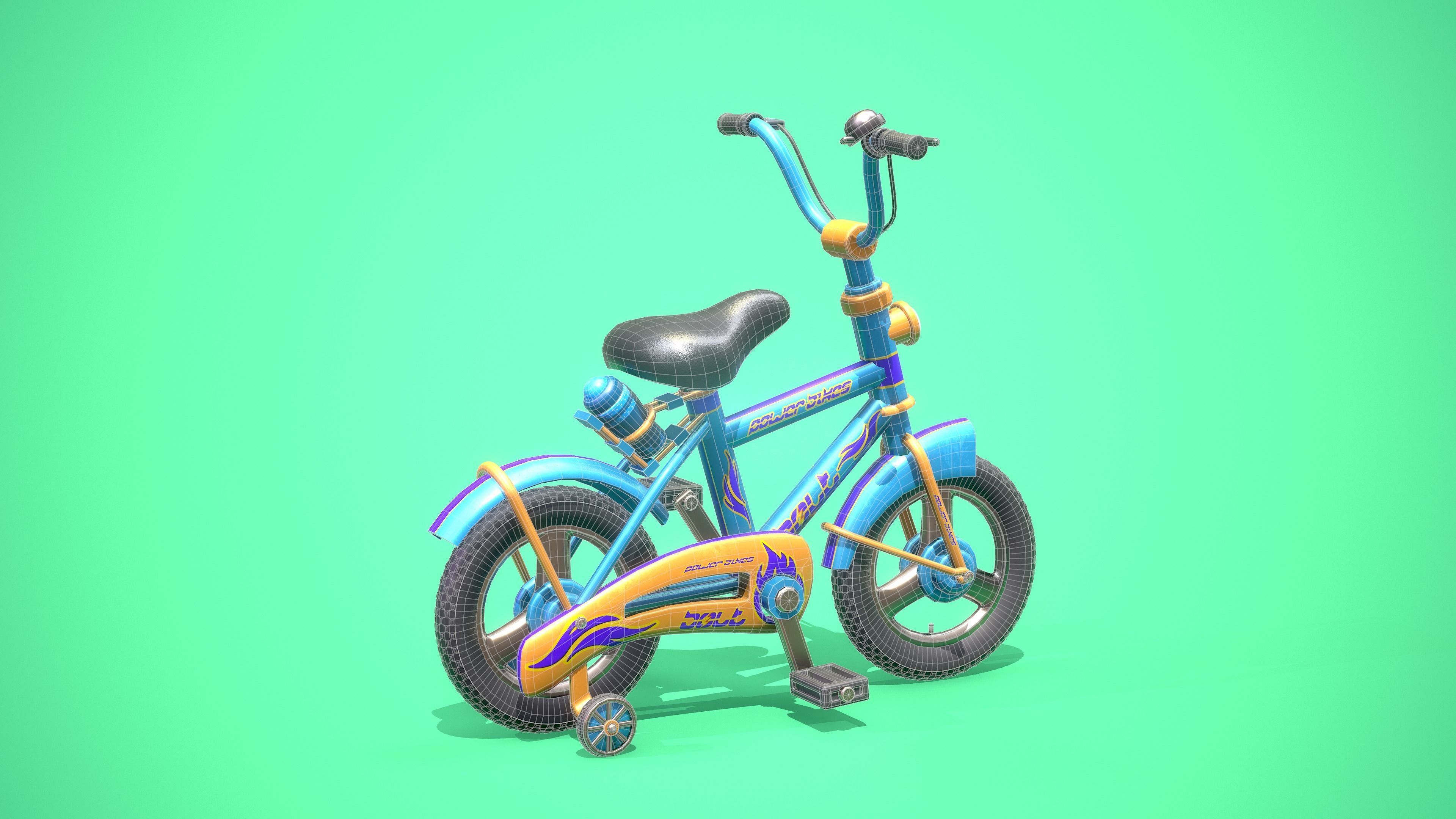 Game Ready Cartoony  Bicycle  Low-poly 3D model_7