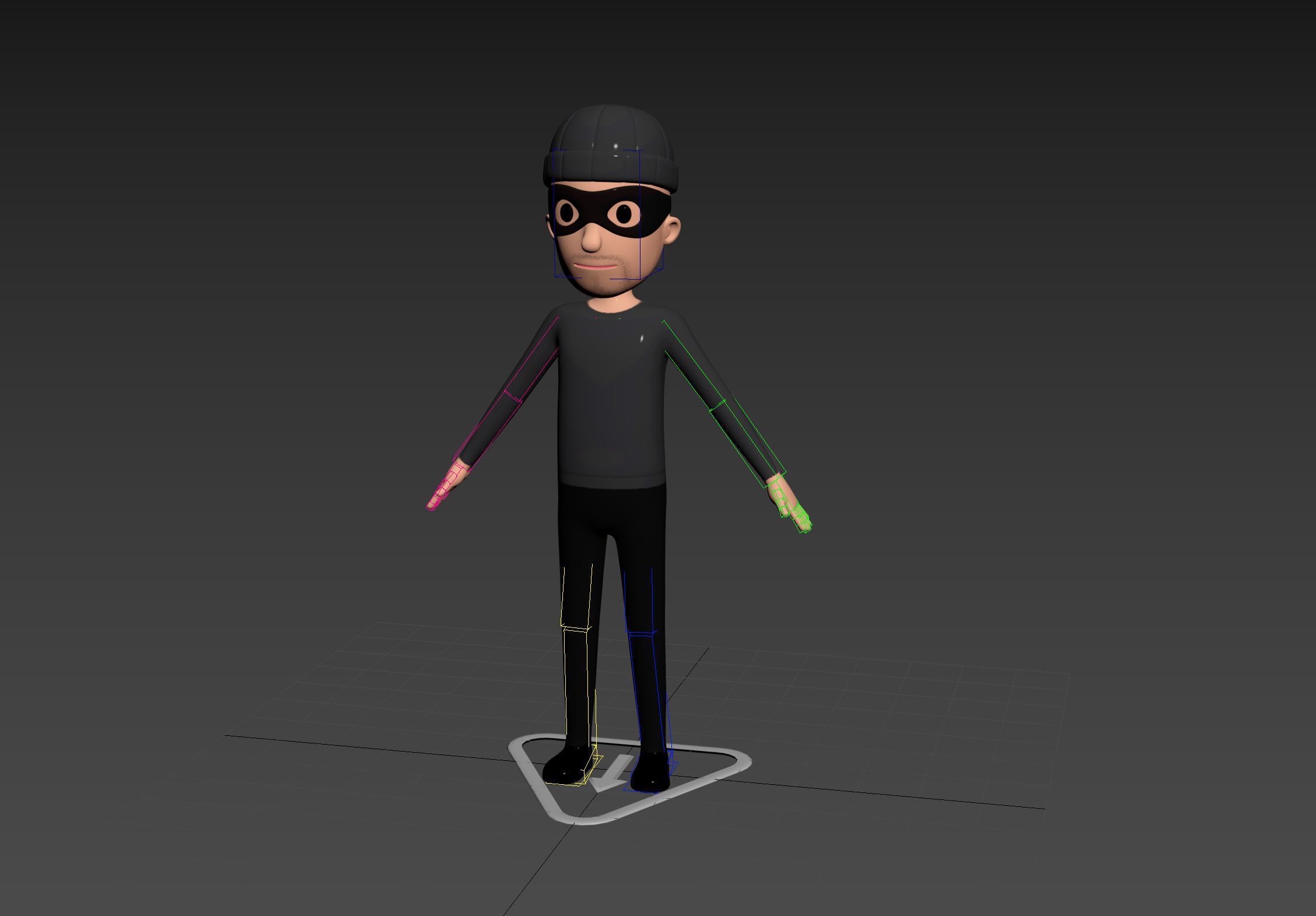 Character123 Rigged Robber 3D model_12