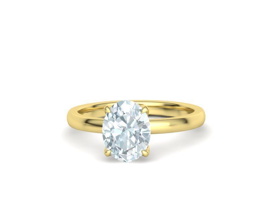 Elegant Solitaire Ring 9x7mm Oval stone Claw Setting 3dmodel 3D print model_25