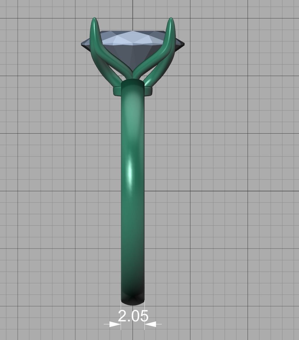 Elegant Solitaire Ring 9x7mm Oval stone Claw Setting 3dmodel 3D print model_9