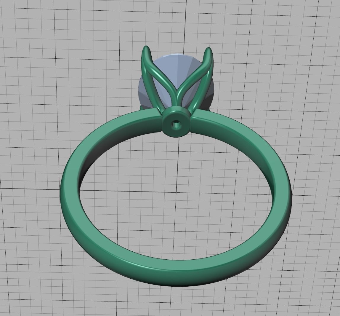 Elegant Solitaire Ring 9x7mm Oval stone Claw Setting 3dmodel 3D print model_11