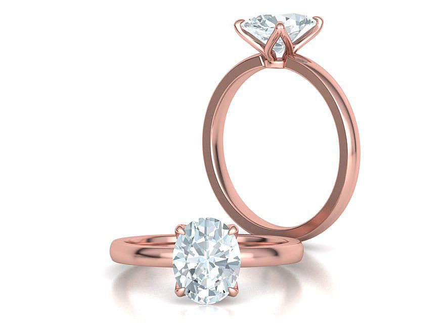 Elegant Solitaire Ring 9x7mm Oval stone Claw Setting 3dmodel 3D print model_2