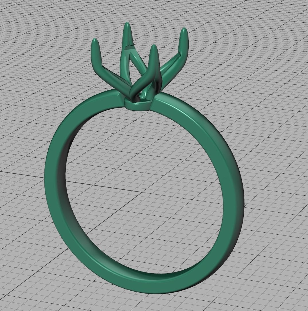 Elegant Solitaire Ring 9x7mm Oval stone Claw Setting 3dmodel 3D print model_14