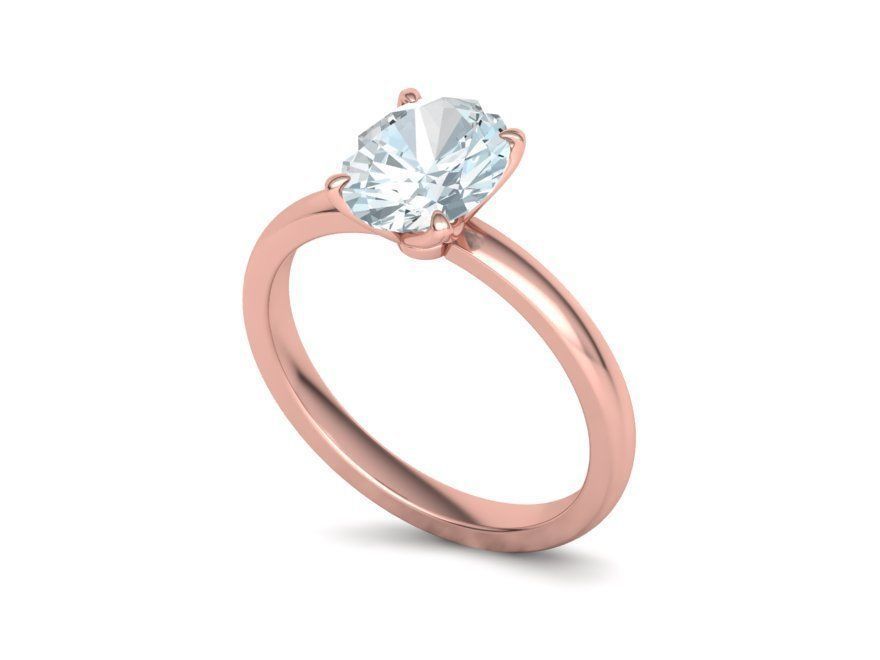 Elegant Solitaire Ring 9x7mm Oval stone Claw Setting 3dmodel 3D print model_26