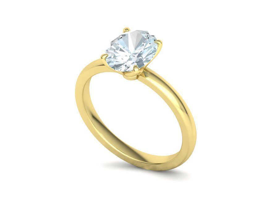 Elegant Solitaire Ring 9x7mm Oval stone Claw Setting 3dmodel 3D print model_16