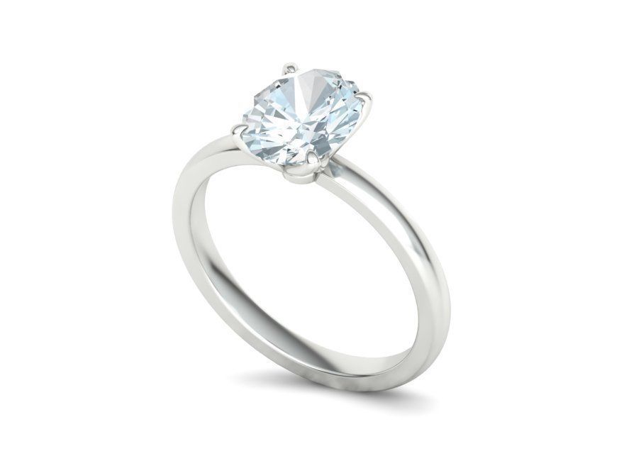 Elegant Solitaire Ring 9x7mm Oval stone Claw Setting 3dmodel 3D print model_15