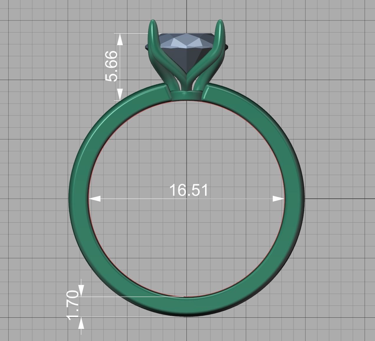 Elegant Solitaire Ring 9x7mm Oval stone Claw Setting 3dmodel 3D print model_8