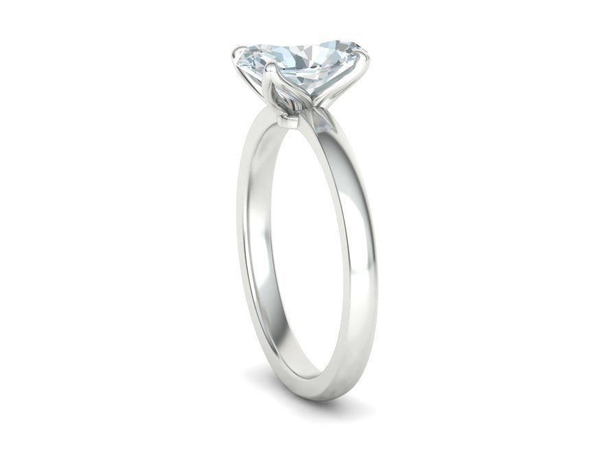 Elegant Solitaire Ring 9x7mm Oval stone Claw Setting 3dmodel 3D print model_21