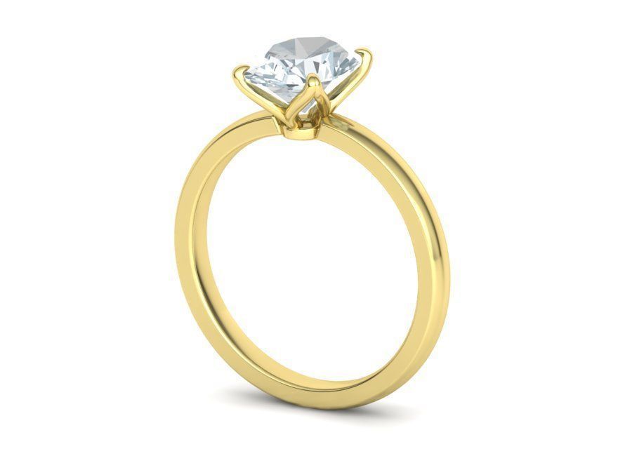 Elegant Solitaire Ring 9x7mm Oval stone Claw Setting 3dmodel 3D print model_19
