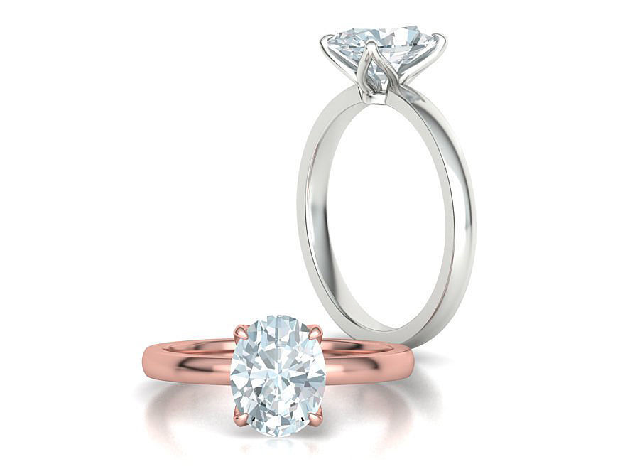 Elegant Solitaire Ring 9x7mm Oval stone Claw Setting 3dmodel 3D print model_1