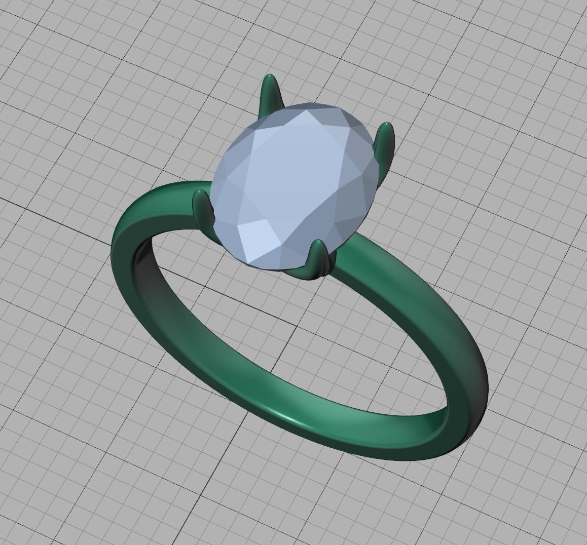 Elegant Solitaire Ring 9x7mm Oval stone Claw Setting 3dmodel 3D print model_10