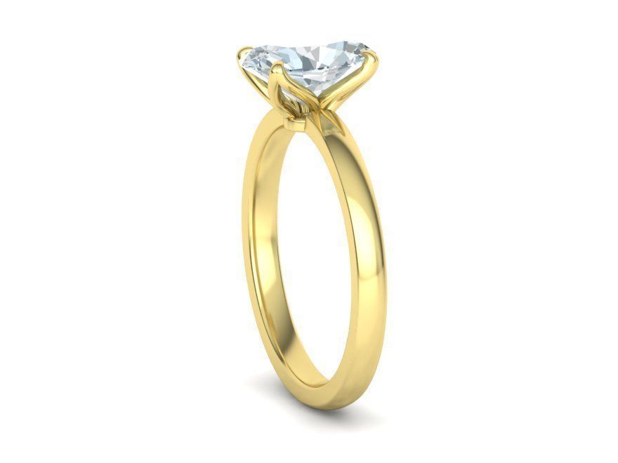 Elegant Solitaire Ring 9x7mm Oval stone Claw Setting 3dmodel 3D print model_22
