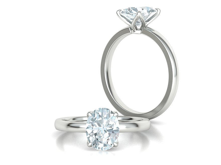 Elegant Solitaire Ring 9x7mm Oval stone Claw Setting 3dmodel 3D print model_3