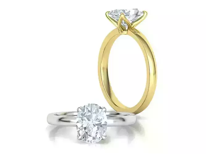 Elegant Solitaire Ring 9x7mm Oval stone Claw Setting 3dmodel 3D print model