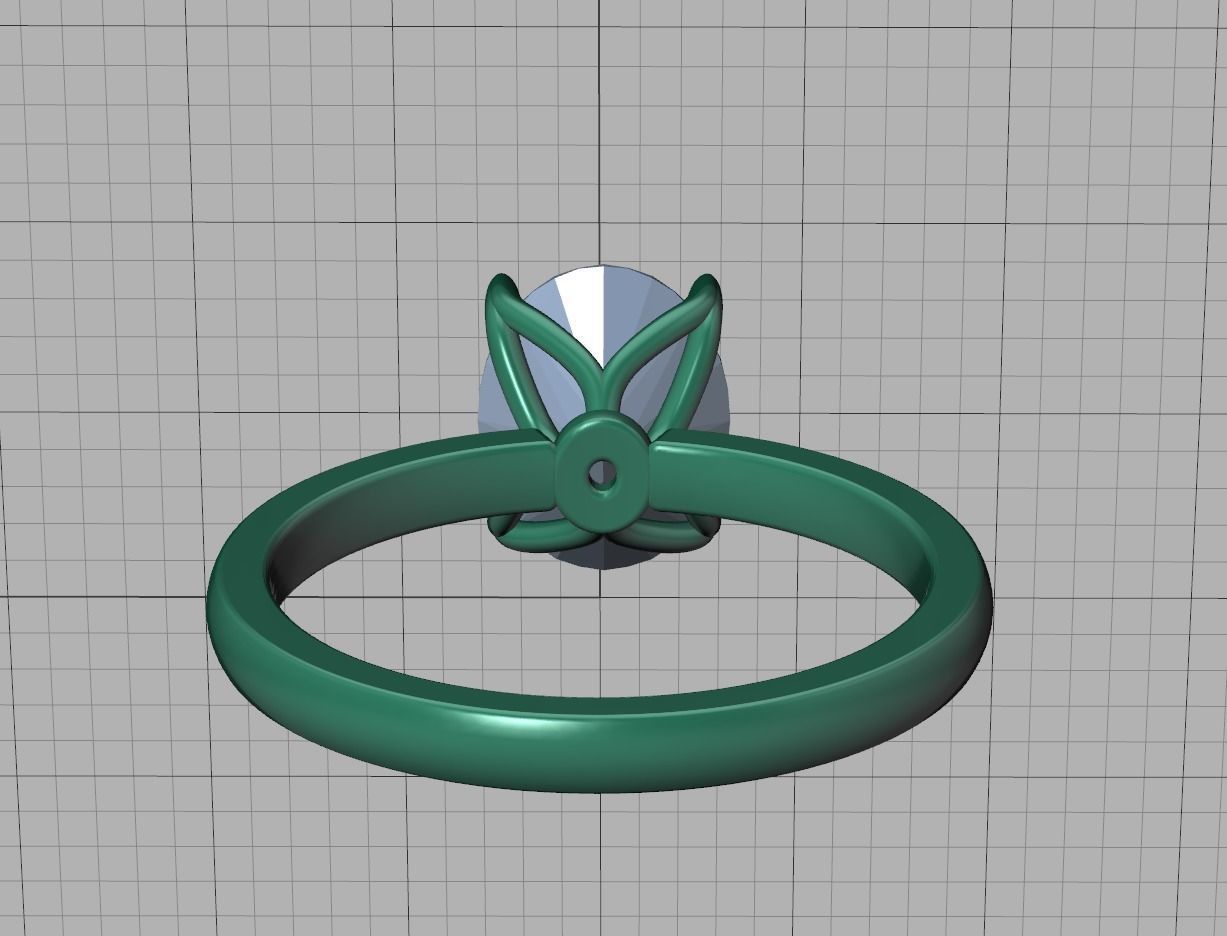 Elegant Solitaire Ring 9x7mm Oval stone Claw Setting 3dmodel 3D print model_13