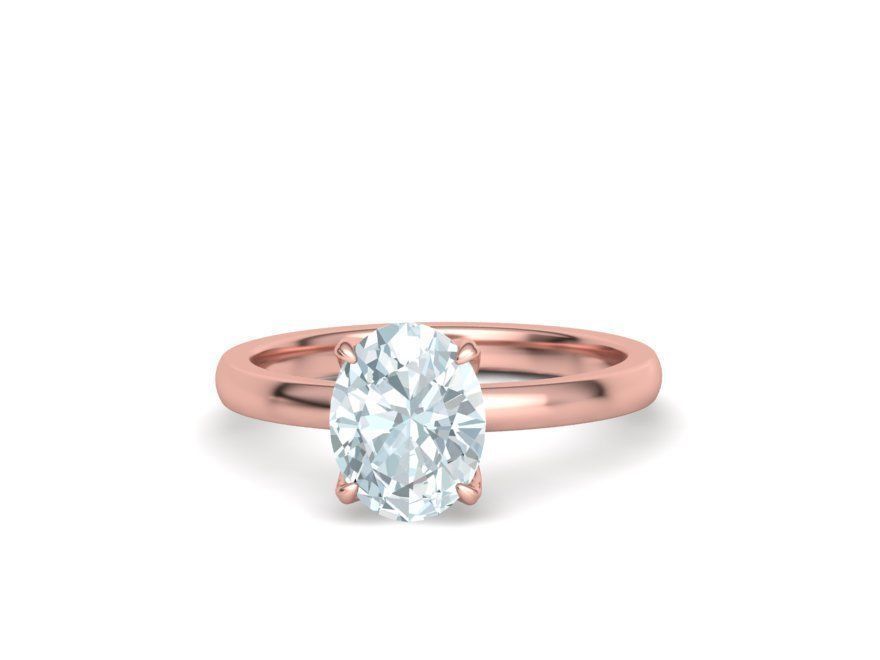 Elegant Solitaire Ring 9x7mm Oval stone Claw Setting 3dmodel 3D print model_23