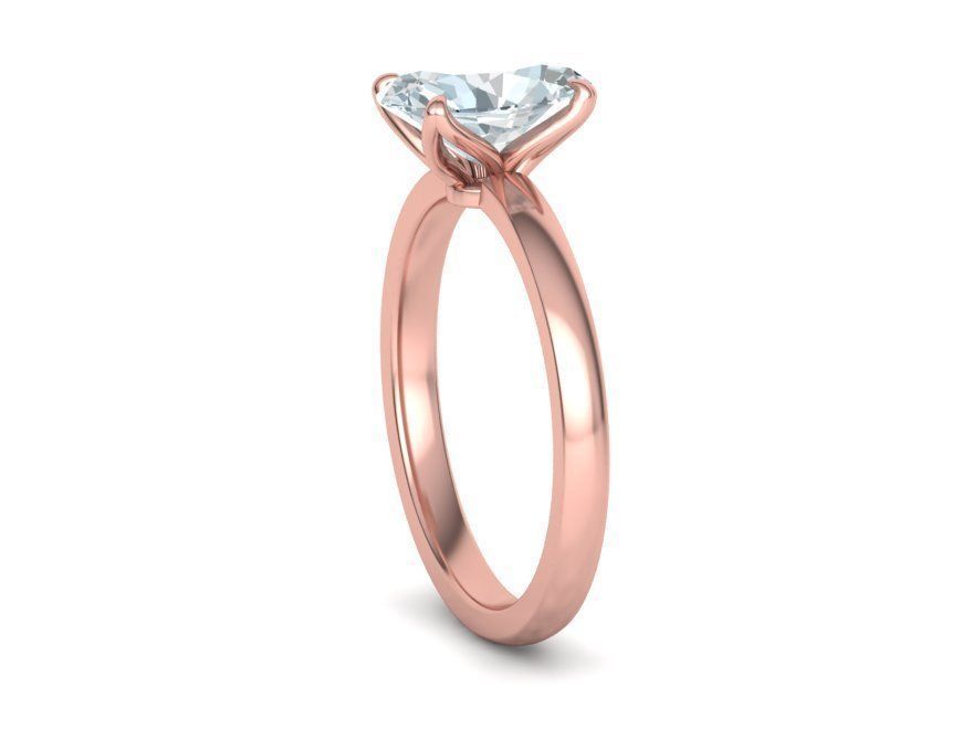 Elegant Solitaire Ring 9x7mm Oval stone Claw Setting 3dmodel 3D print model_20