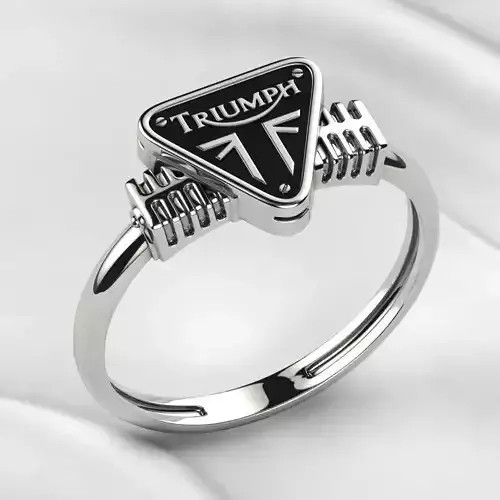 Triumph Logo Silver or Gold Ring with Enamel 3D print model