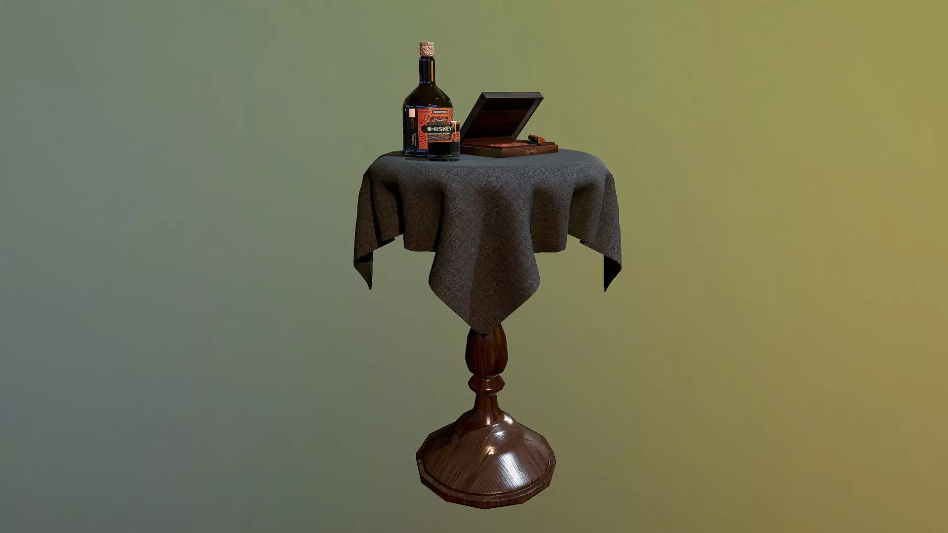 Wiskey Table Game Ready Low-poly 3D model_0